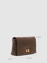 Reiss Taupe Aletta Leather Twist-Lock Shoulder Bag - Image 3 of 7
