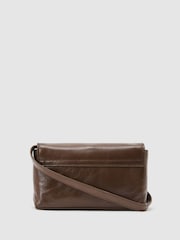 Reiss Taupe Aletta Leather Twist-Lock Shoulder Bag - Image 6 of 7
