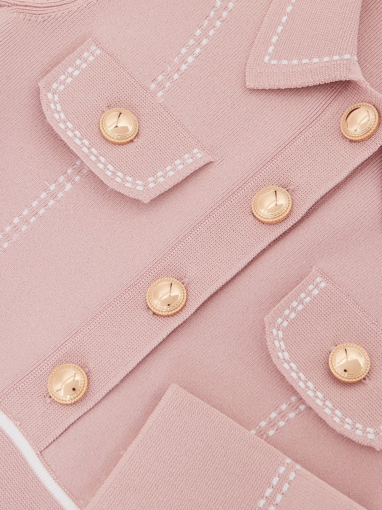 Reiss Pink Sapna 9-13 yrs Button-Detail Knitted Dress - Image 4 of 4 Reiss Pink Sapna 9-13 yrs Button-Detail Knitted Dress - Image 4 of 4