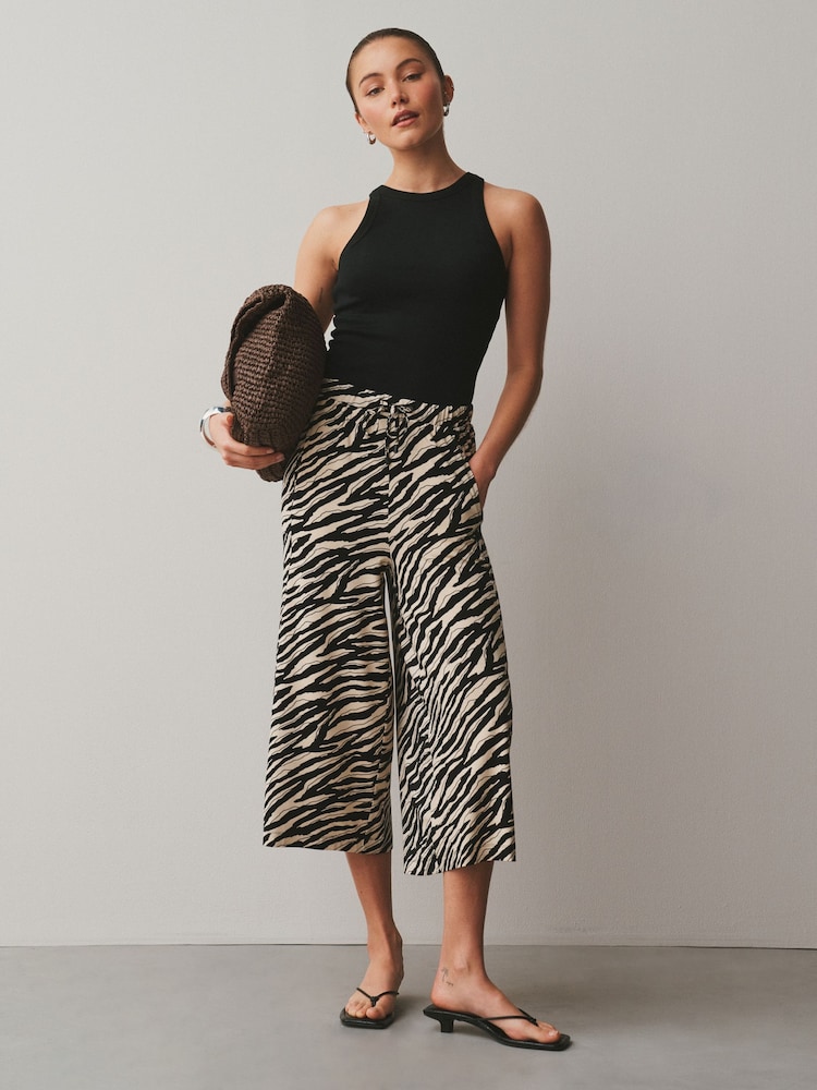 Black/Ecru Zebra Jersey Culottes - Image 1 of 7
