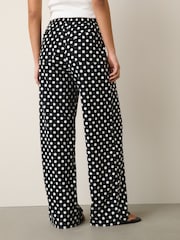 Black/Spot Stretch Linen Blend Wide Trousers 2 Pack - Image 4 of 9