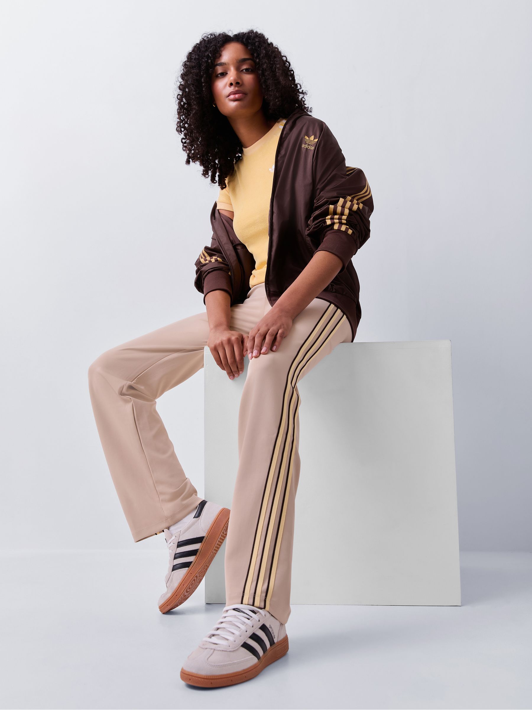 Buy adidas Originals Taupe Brown Slouchy Straight Trousers from