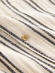 Black/Cream Short Sleeve Textured Stripe Revere Shirt (3-16yrs) - Image 8 of 8