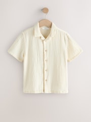 Ecru Short Sleeve Revere Collar Double Cloth Shirt (3-16yrs) - Image 5 of 8