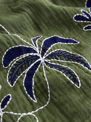 Khaki Green All Over Embroidery Short Sleeve Revere Collar Shirt (3-16yrs) - Image 3 of 4