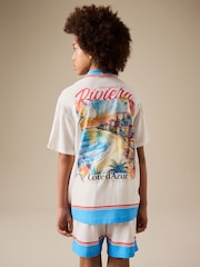 Weiß - Short Sleeve Revere Collar Shirt And Shorts Set (3-16yrs) - Bild 3 von 10