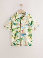 Ecru Boat All Over Print Short Sleeve Revere Collar Shirt (3-16yrs) - Image 1 of 4