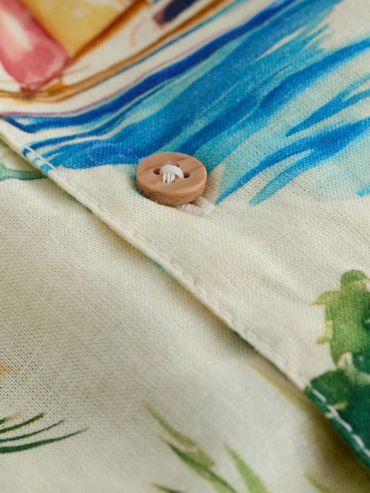 Ecru Boat All Over Print Short Sleeve Revere Collar Shirt (3-16yrs) - Image 4 of 4 Ecru Boat All Over Print Short Sleeve Revere Collar Shirt (3-16yrs) - Image 4 of 4