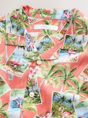 Peach Pink Postcard All Over Print Short Sleeve Revere Collar Shirt (3-16yrs) - Image 3 of 4