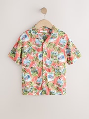 Peach Pink Postcard All Over Print Short Sleeve Revere Collar Shirt (3-16yrs) - Image 5 of 8