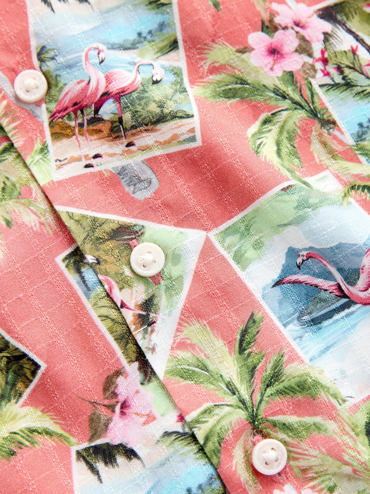Peach Pink Postcard All Over Print Short Sleeve Revere Collar Shirt (3-16yrs) - Image 8 of 8 Peach Pink Postcard All Over Print Short Sleeve Revere Collar Shirt (3-16yrs) - Image 8 of 8