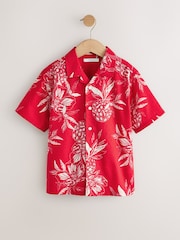 Red Pineapple Print Short Sleeve Revere Collar Shirt (3-16yrs) - Image 5 of 8