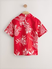 Red Pineapple Print Short Sleeve Revere Collar Shirt (3-16yrs) - Image 6 of 8