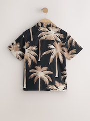 Black Palm All Over Print Short Sleeve Revere Collar Shirt (3-16yrs) - Image 2 of 4