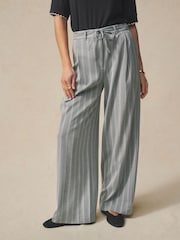Grey Stripe Wide Leg Trousers - Image 2 of 7