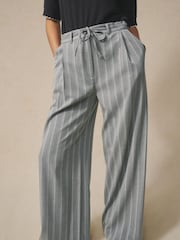 Grey Stripe Wide Leg Trousers - Image 4 of 7
