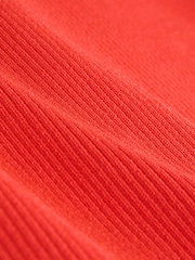 Bright Red Ribbed Volume Sleeve Knitted Cardigan - Image 8 of 8