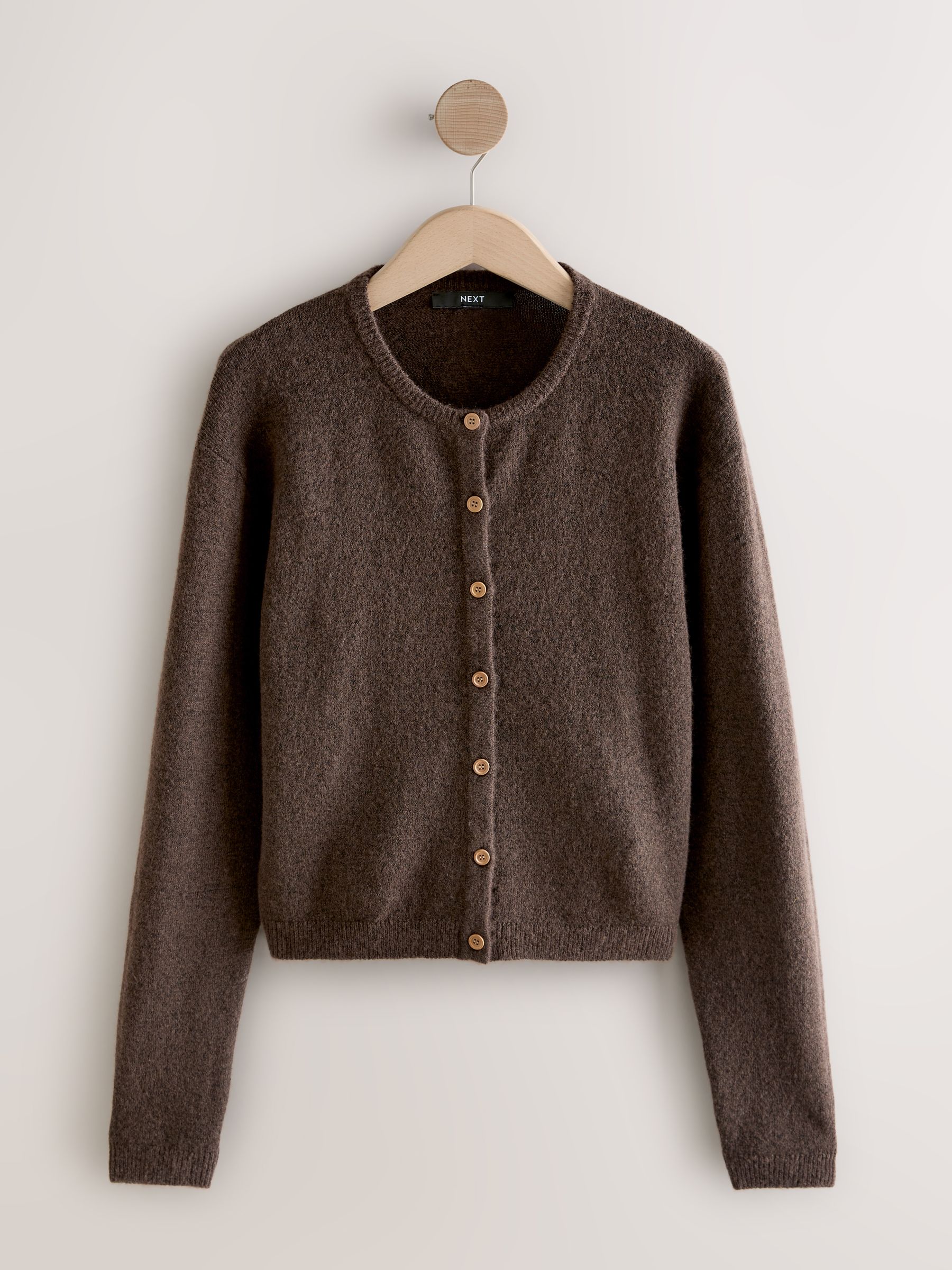Buy Chocolate Brown Crew Neck Knitted Cardigan from Next Canada