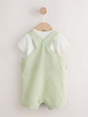 Sage Green Linen/Cotton Blend Dungaree and Bodysuit Baby Set (0mths-2yrs) - Image 3 of 9