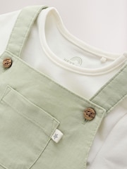 Sage Green Linen/Cotton Blend Dungaree and Bodysuit Baby Set (0mths-2yrs) - Image 5 of 9