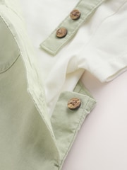 Sage Green Linen/Cotton Blend Dungaree and Bodysuit Baby Set (0mths-2yrs) - Image 6 of 9