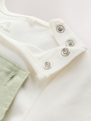 Sage Green Linen/Cotton Blend Dungaree and Bodysuit Baby Set (0mths-2yrs) - Image 7 of 9