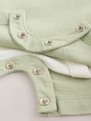 Sage Green Linen/Cotton Blend Dungaree and Bodysuit Baby Set (0mths-2yrs) - Image 8 of 9
