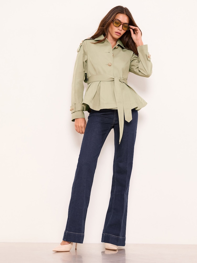 Lipsy Pleated Peplum Hem Trench Coat - Image 5 of 5