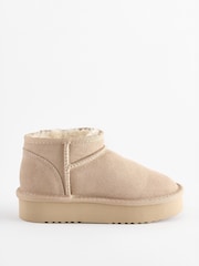 Neutral Standard Fit (F) Flatform Mini Warm Lined Water Repellent Suede Pull-On Boots - Image 2 of 5