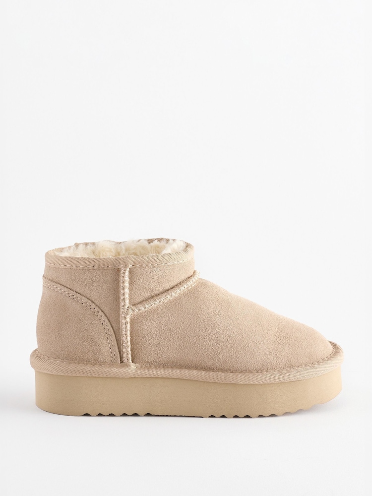 Neutral Standard Fit (F) Flatform Mini Warm Lined Water Repellent Suede Pull-On Boots - Image 2 of 5