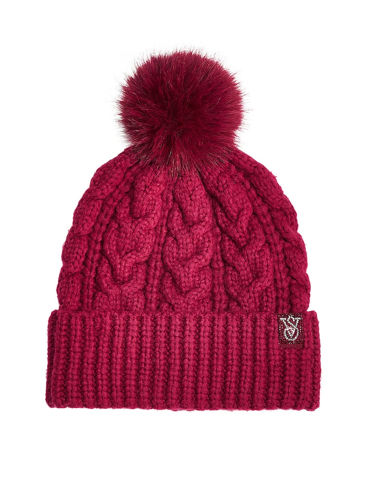 Victoria's Secret Red Lacquer Knit Beanie Hat - Image 2 of 3 Victoria's Secret Red Lacquer Knit Beanie Hat - Image 2 of 3