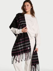 Victoria's Secret Black Tartan Cosy Blanket Scarf - Image 2 of 3