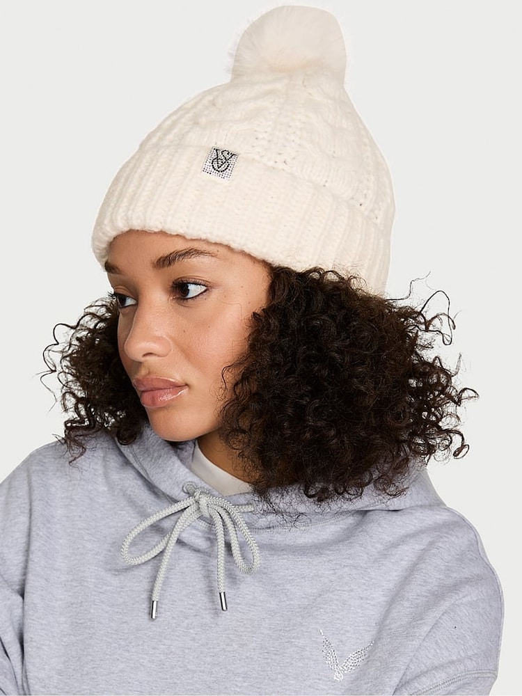 Victoria's Secret Swan Cream Knit Beanie Hat - Image 1 of 2 Victoria's Secret Swan Cream Knit Beanie Hat - Image 1 of 2