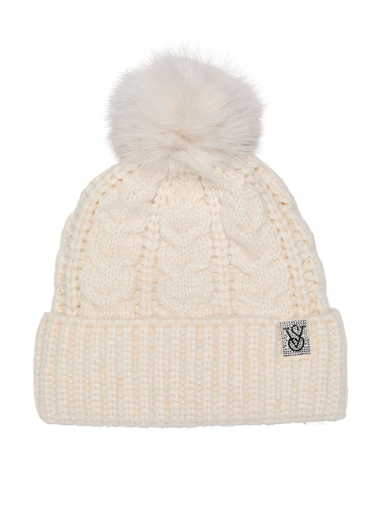 Victoria's Secret Swan Cream Knit Beanie Hat - Image 2 of 2 Victoria's Secret Swan Cream Knit Beanie Hat - Image 2 of 2