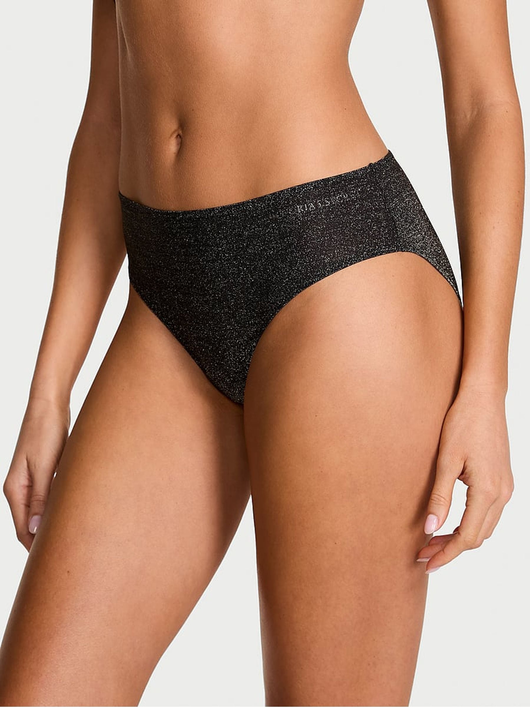 Victoria's Secret Black Bikini Shimmer Mid-Rise Knickers