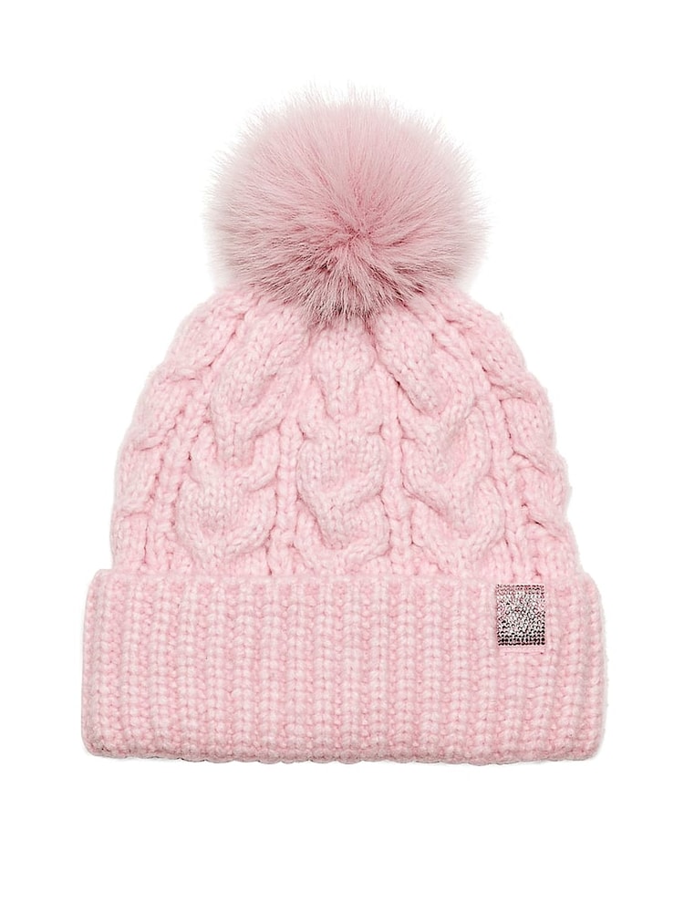 Victoria's Secret Pretty Blossom Pink Knit Beanie Hat - Image 2 of 3 Victoria's Secret Pretty Blossom Pink Knit Beanie Hat - Image 2 of 3