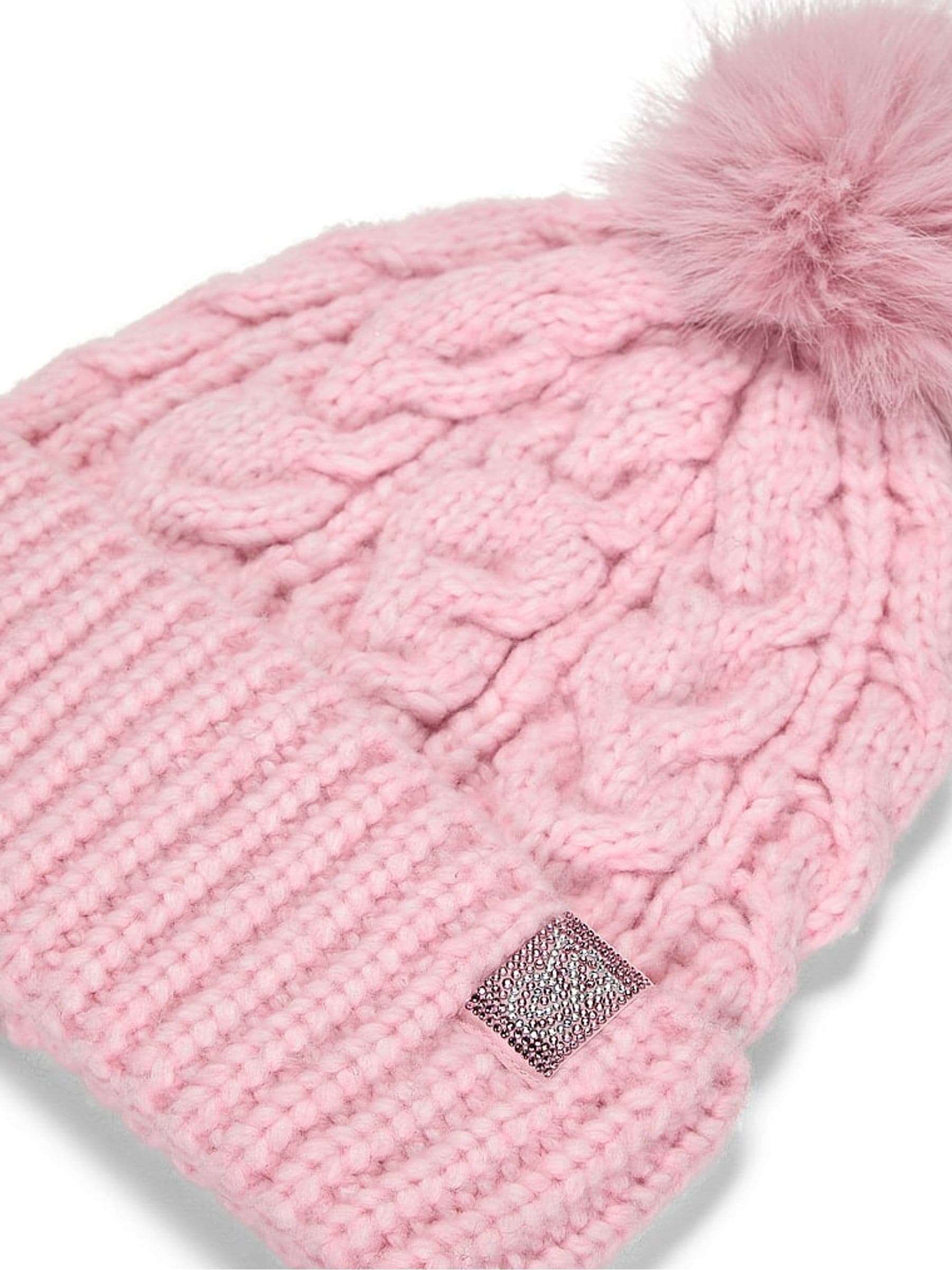 Victoria\'s Secret PINK Knit Beanie Pom Hat &‎ Mittens Sherpa Lined Bundle NWT Victoria main image 4