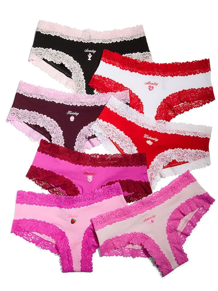 Victoria's Secret Pink Red/Pink/Purple/Black Cheeky 7 Pack Days of the Week Knickers - Image 2 of 2