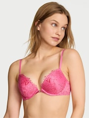 Victoria's Secret Rose Garden Pink Dye Push Up Lace Bra - Image 1 of 3