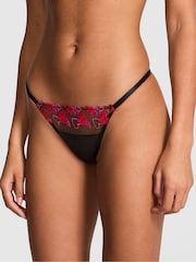 Victoria's Secret Pink Heartbreaker Black Mini Scoop Thong Embroidery Knickers - Image 2 of 3