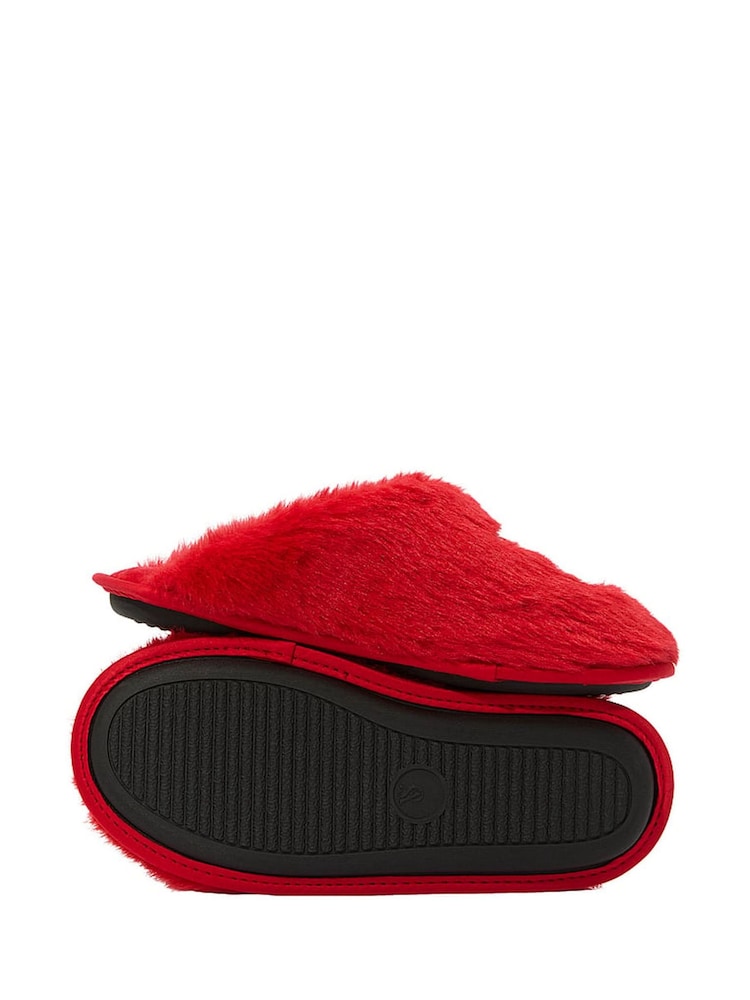 Victoria's Secret Lipstick Red Closed Toe Faux Fur Slippers - Image 2 of 2 Victoria's Secret Lipstick Red Closed Toe Faux Fur Slippers - Image 2 of 2