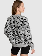 Victoria's Secret Pink Medium Heather Grey Leopard Oversized Sweatshirt - Image 2 of 3