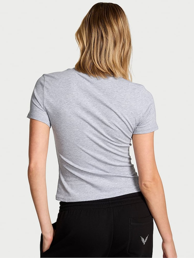 Victoria's Secret Medium Heather Grey Fashion Show Cropped T-Shirt - Image 2 of 3 Victoria's Secret Medium Heather Grey Fashion Show Cropped T-Shirt - Image 2 of 3
