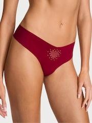 Victoria's Secret Red Lacquer Thong Heart Cut Out Knickers - Image 1 of 2