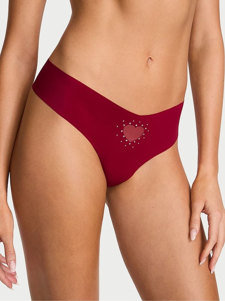 Victoria's Secret Red Lacquer Thong Heart Cut Out Knickers - Image 1 of 2