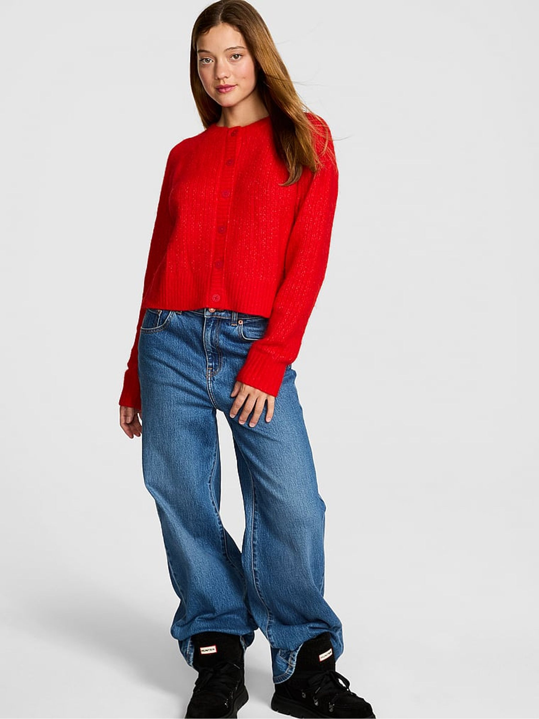 Buy Victoria's Secret Pink Bright Vermillion Red Knit Cardigan from the ...