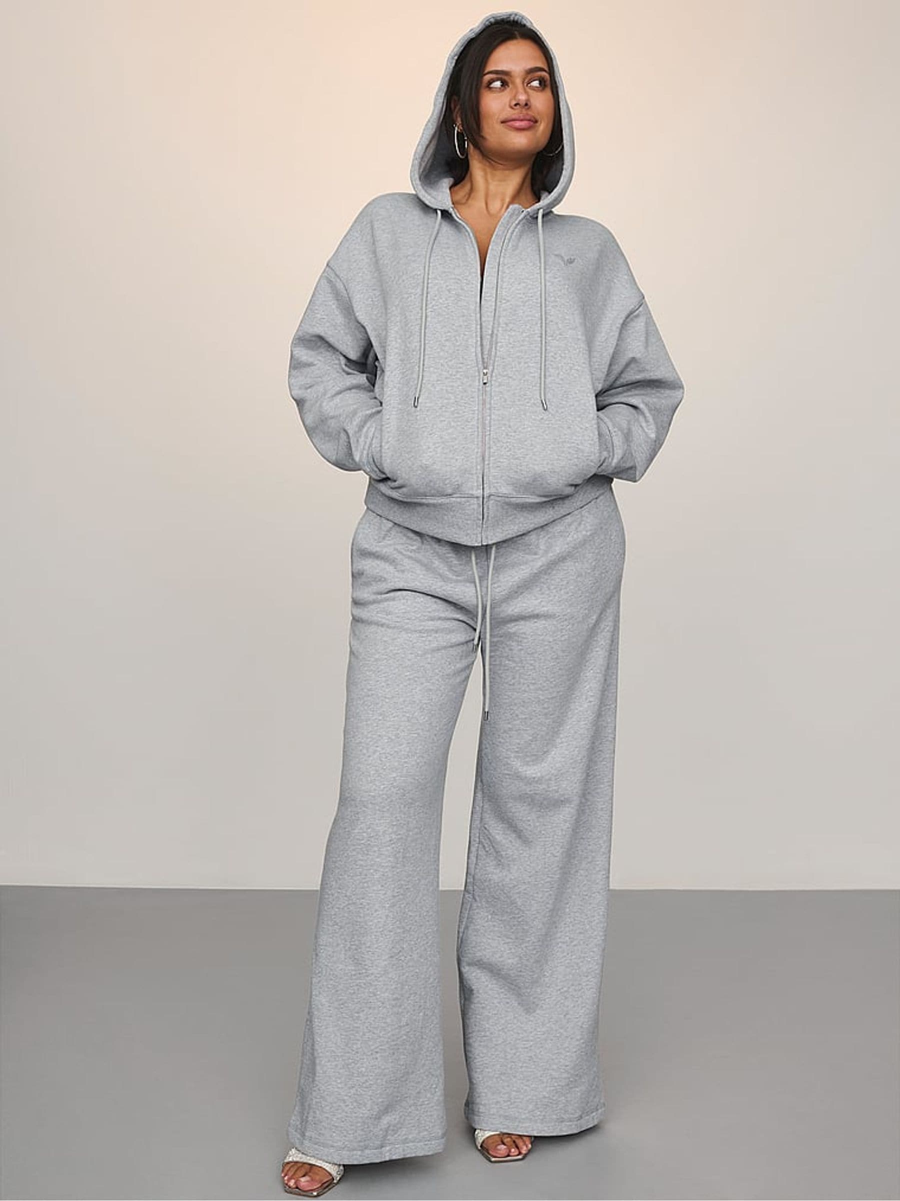 Buy Victoria's Secret Medium Heather Grey Angel Fleece Full Zip