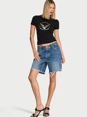 Victoria's Secret Black Fashion Show Cropped T-Shirt - Image 2 of 3