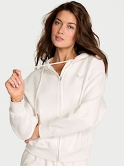 Victoria's Secret Coconut White Angel Fleece Full Zip Hoodie - Image 1 of 2