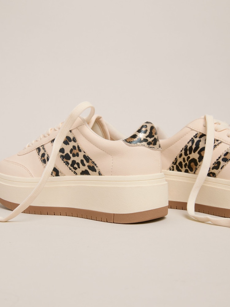Lipsy Neutral Leopard Stripe Chunky Sport Trainers - Image 4 of 4